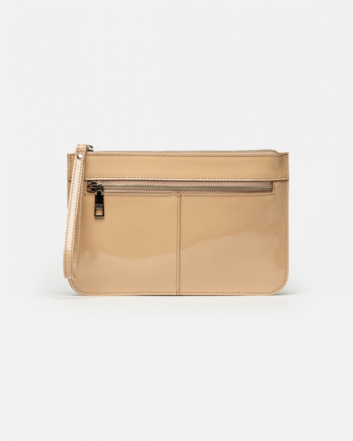 Sobre Atenas en cuero charol arrugado Camel