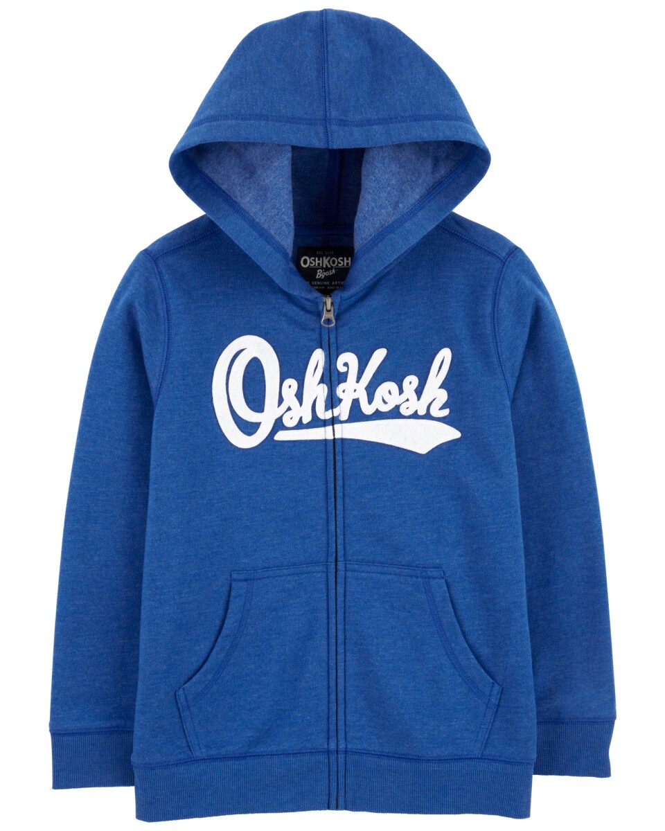 Campera de algodón, con capucha y logo, azul 