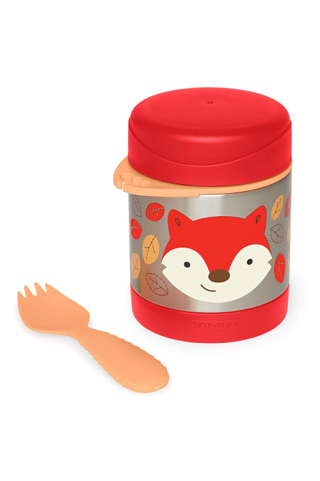 Tupper de acero inoxidable con cubierto, diseño zorro Tupper de acero inoxidable con cubierto, diseño zorro