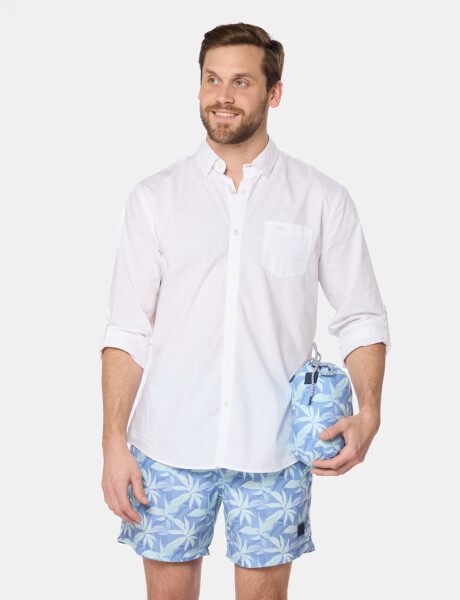 SHORT DE BAÑO ESTAMPADO Azul