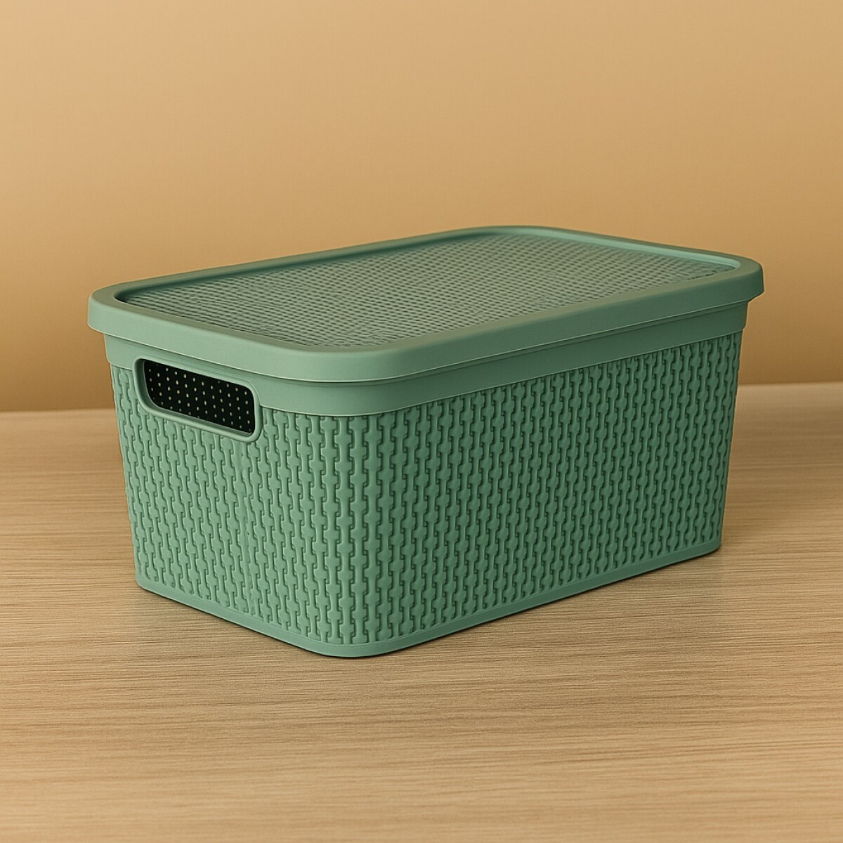 CAJA ORGANIZADORA SIMIL RATTAN 2,5 LITROS VERDE - Verde 