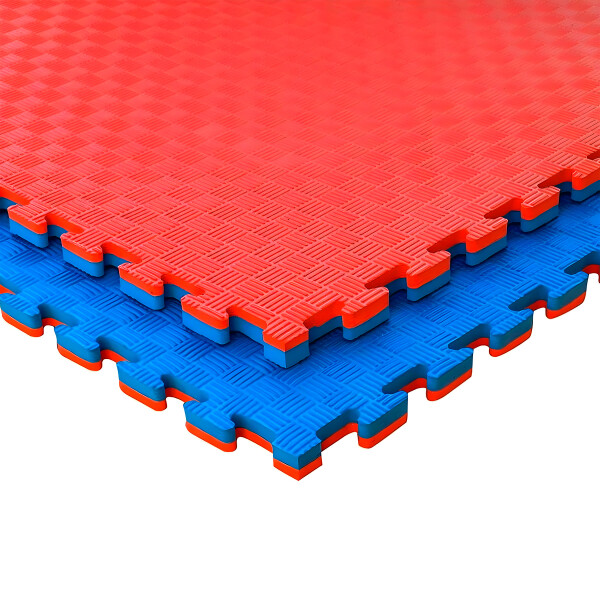 Piso Tatami X10 Goma Eva Encastrable 1x1m 2cm Gimnasio Niños Color Azul Rojo