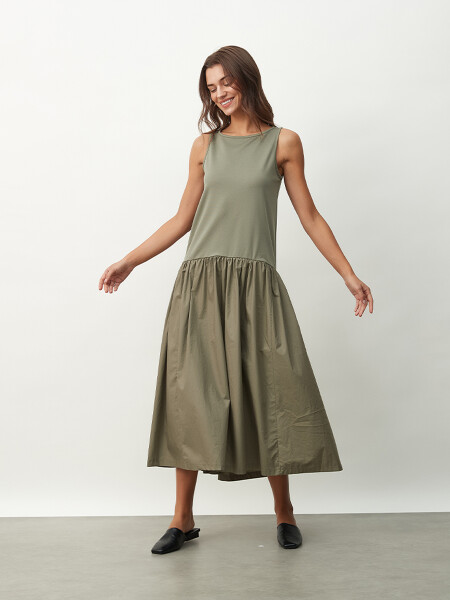 VESTIDO HABANA VERDE GRISACEO