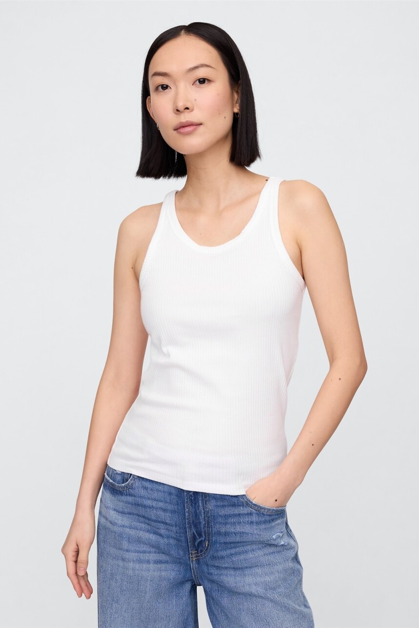 Musculosa Ribbed Mujer White Uk