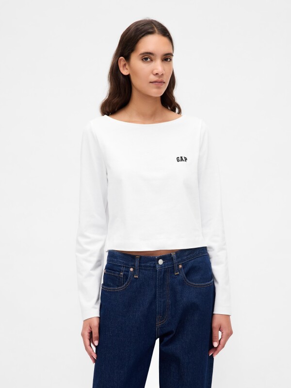 INTL LS CROPPED BOAT TEE FRESH WHITE