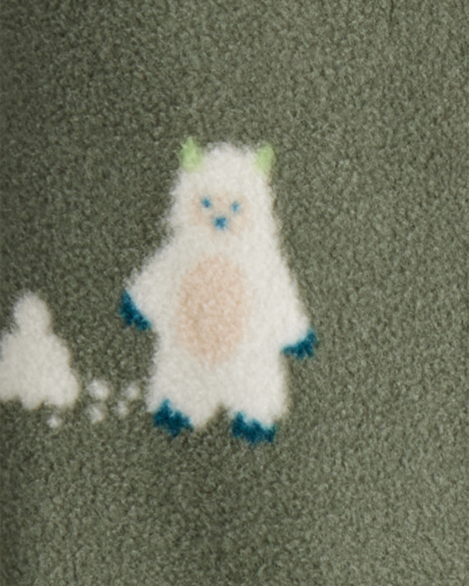 Pijama una pieza de micropolar, con pie, verde, diseño Yeti Sin color