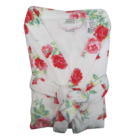 Bata Baño Felpa Estampada Algodón Talle P al G U