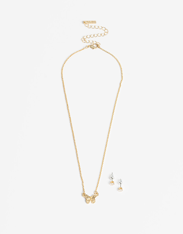 Bijouterie Set Navidad Set De Cadena Y Aros - Dorado