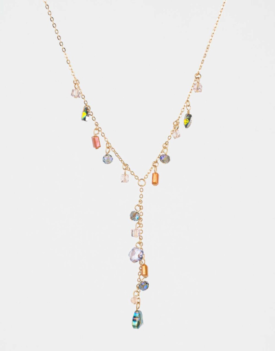 Collar Con Piedritas - Dorado 