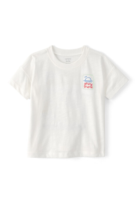 Remera de algodón, manga corta, blanca, estampa náutica Remera de algodón, manga corta, blanca, estampa náutica