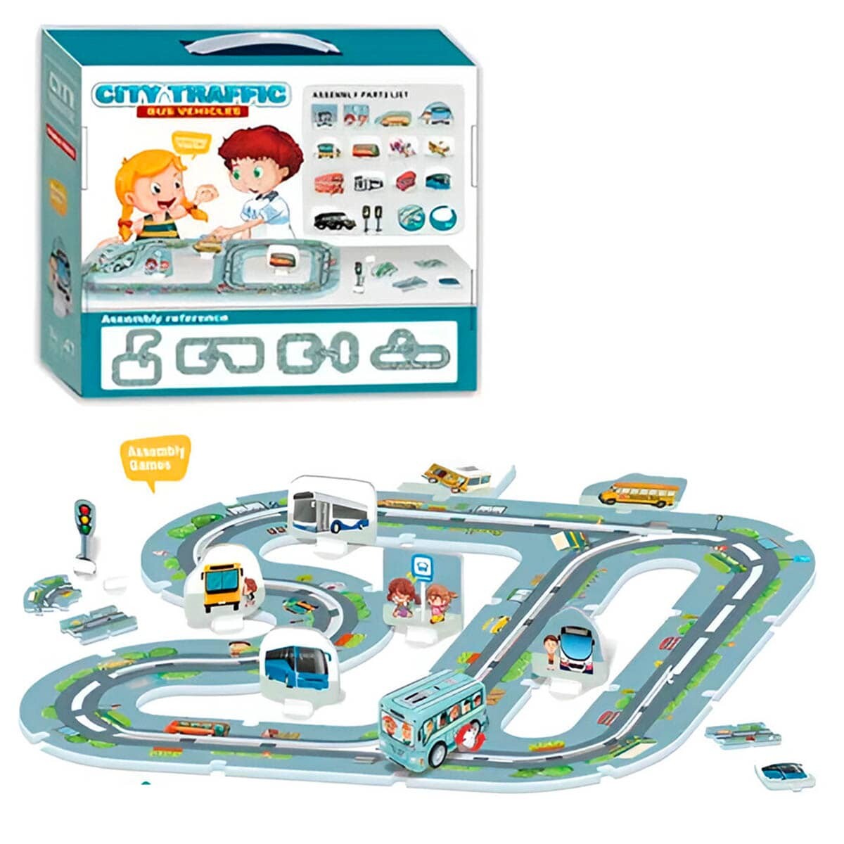 Puzzle Pista De Autos Rompecabezas 47 Pcs + Vehículo - Ciudad 