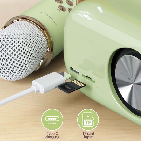 Parlante Vintage Bluetooth y Micrófono Inalámbrico Karaoke Beige