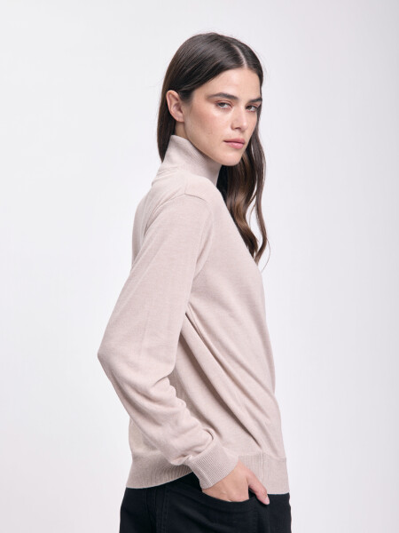 Polera de punto básica Beige