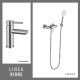 Juego De Griferia Incluye Ducha Exterior Y Lavatorio Bajo Brush Nickel linea RIONE GRIS-BRUSHED NICKEL