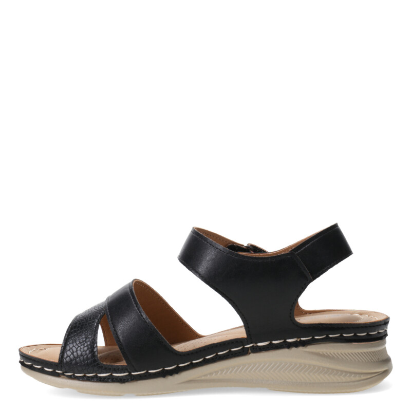 Sandalia de Mujer Lady Confort COPER con materiales combinados y tobillera con velcro Negro