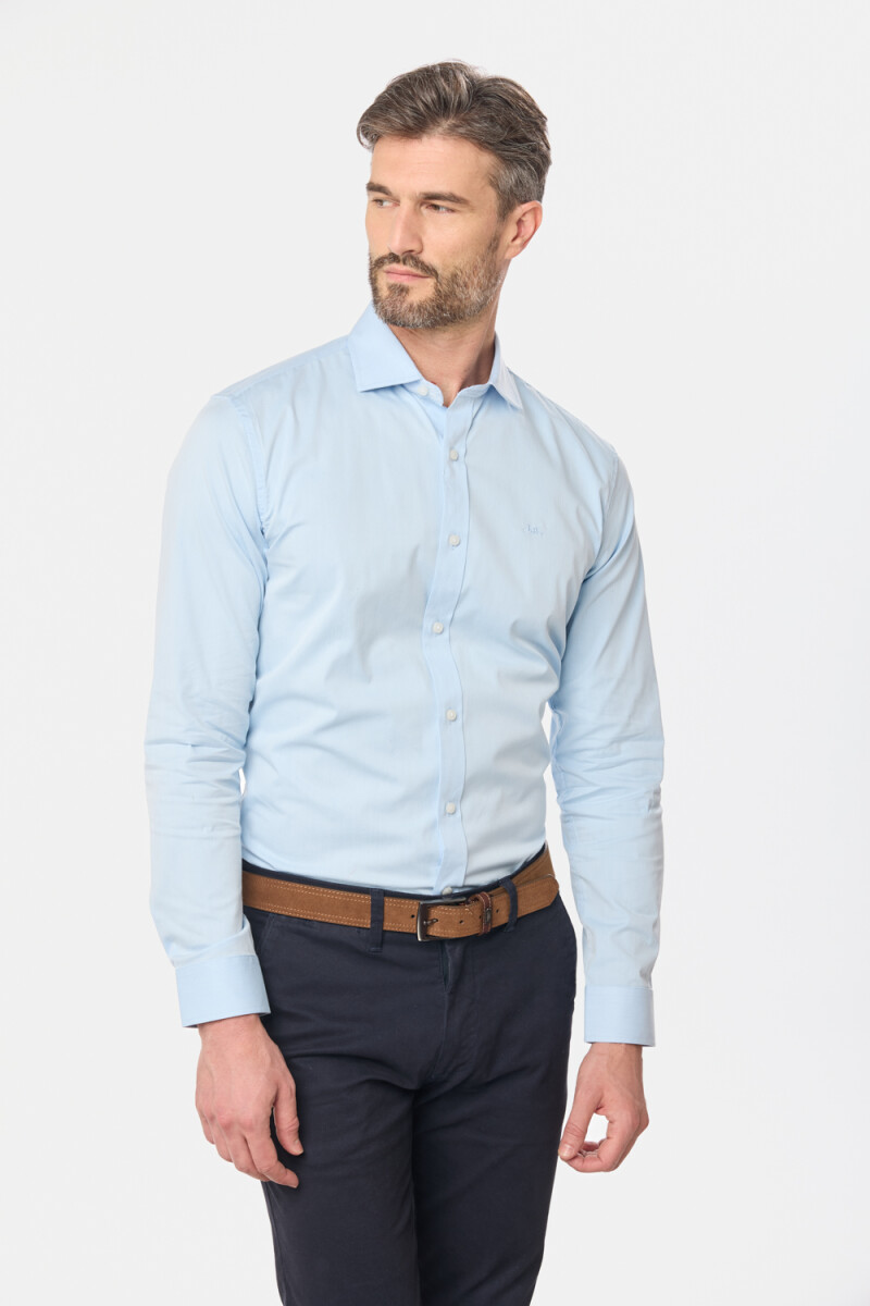 CAMISA DE VESTIR CON SPANDEX - Celeste 