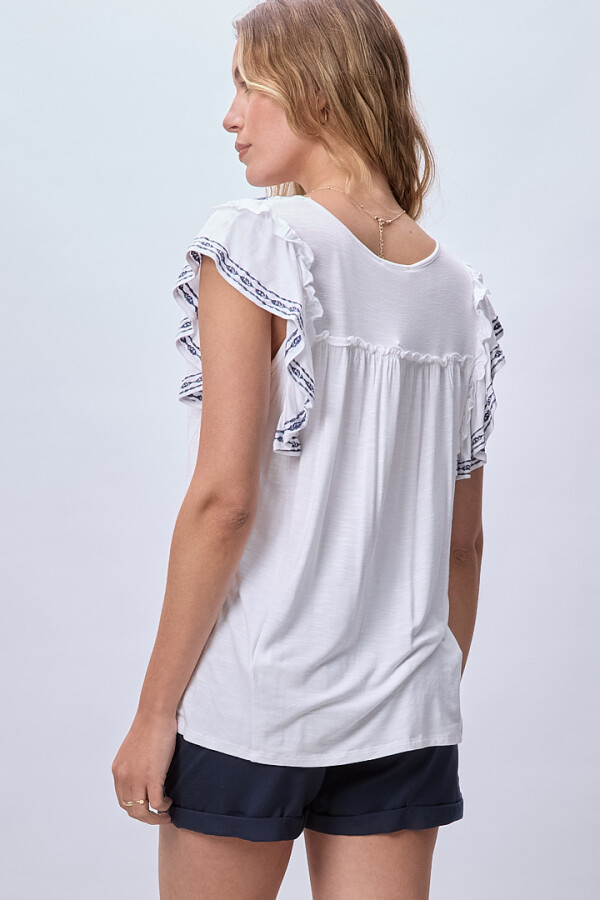 Blusa Bordada BLANCO/AZUL