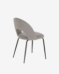 Silla Mahalia gris claro y patas de acero acabado pintado negro Silla Mahalia gris claro y patas de acero acabado pintado negro