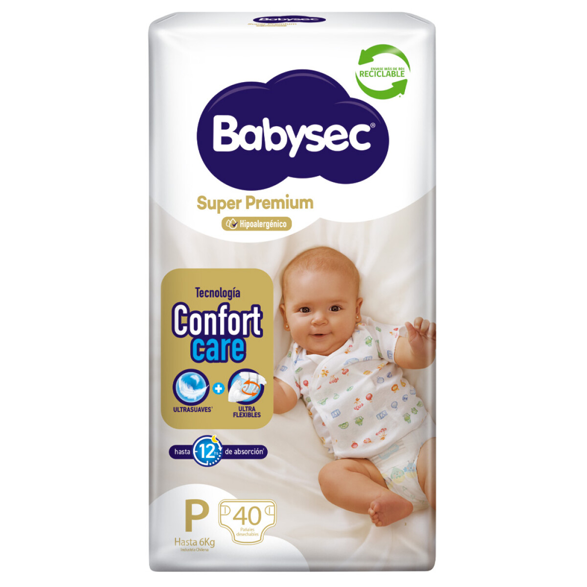 Pañales Babysec Super Premium P 40 Unidades 