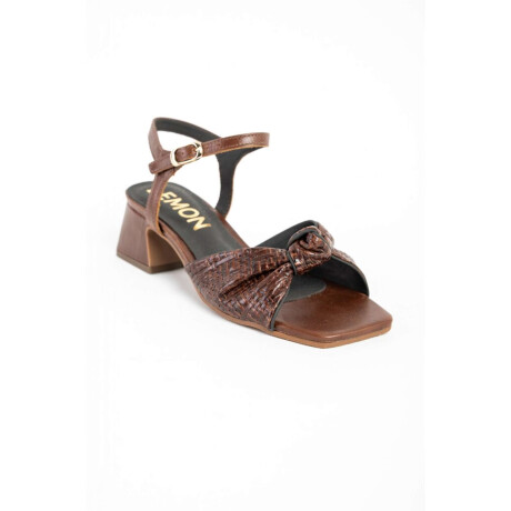 Sandalias De Cuero Taco Cuadrado Chocolate