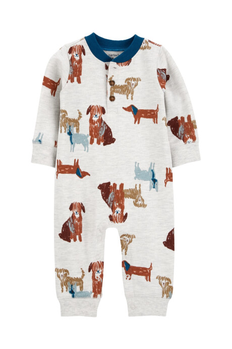 Mameluco de algodón con felpa con botones diseño perros Sin color