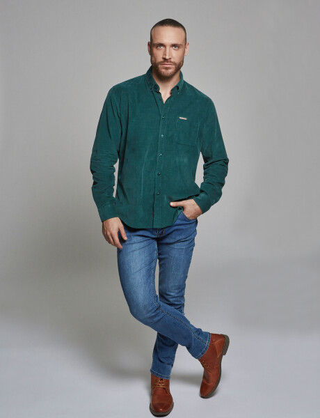 Camisa m/l pana verde