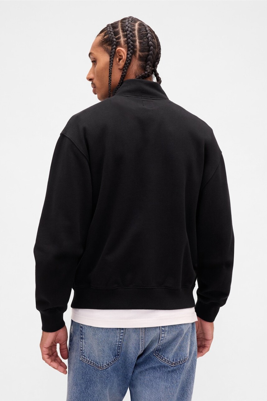 Buzo Deportivo Medio Cierre Logo Gap Hombre True Black