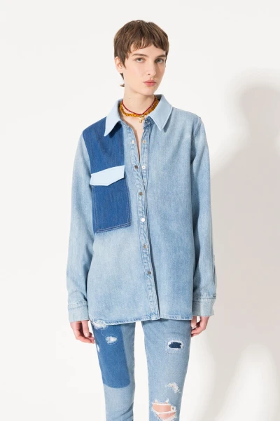 CAMISA PATCH Celeste