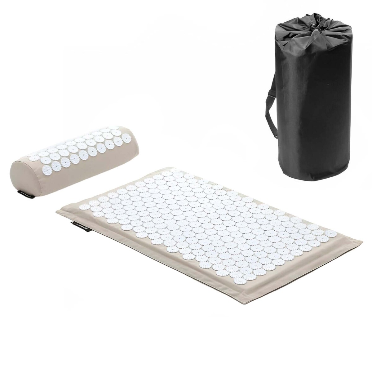 Colchoneta Mat + Almohada Acupuntura Masajeador Relajación - Color Blanco 