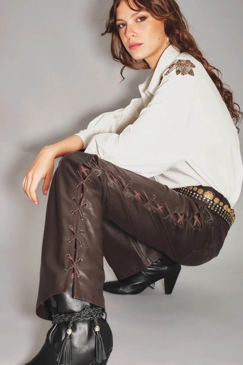 Pantalon Bootcut Cuero Marron