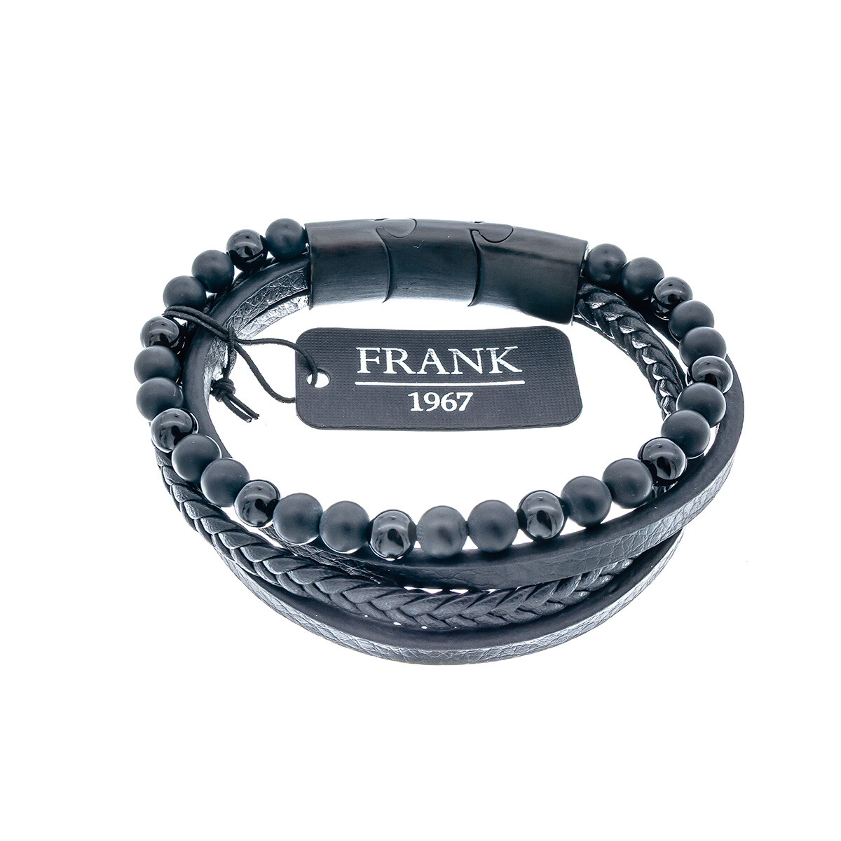 Pulsera cuero y acero, FRANK 