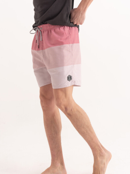Short de baño bloques Rayado Coral