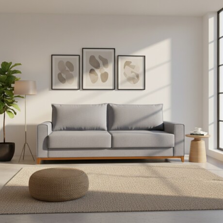 SOFÁ SILLON 3 CUERPOS PATAS DE MADERA GRIS