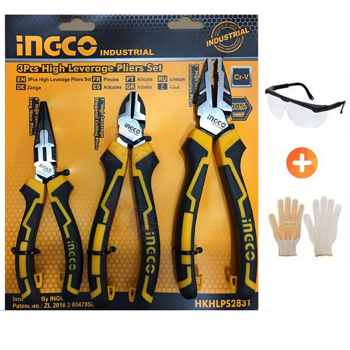 JUEGO 3 PINZAS 8´´ 7´´ 6´´ UNIVERSAL ALICATE PINZA PTA FINA INGCO INDUSTRIAL HKH 