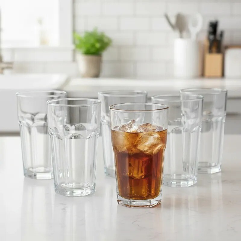 Vasos de Vidrio Facetado 400 Ml - Pack x 6 unidades - X-BM2015 Vasos de Vidrio Facetado 400 Ml - Pack x 6 unidades - X-BM2015