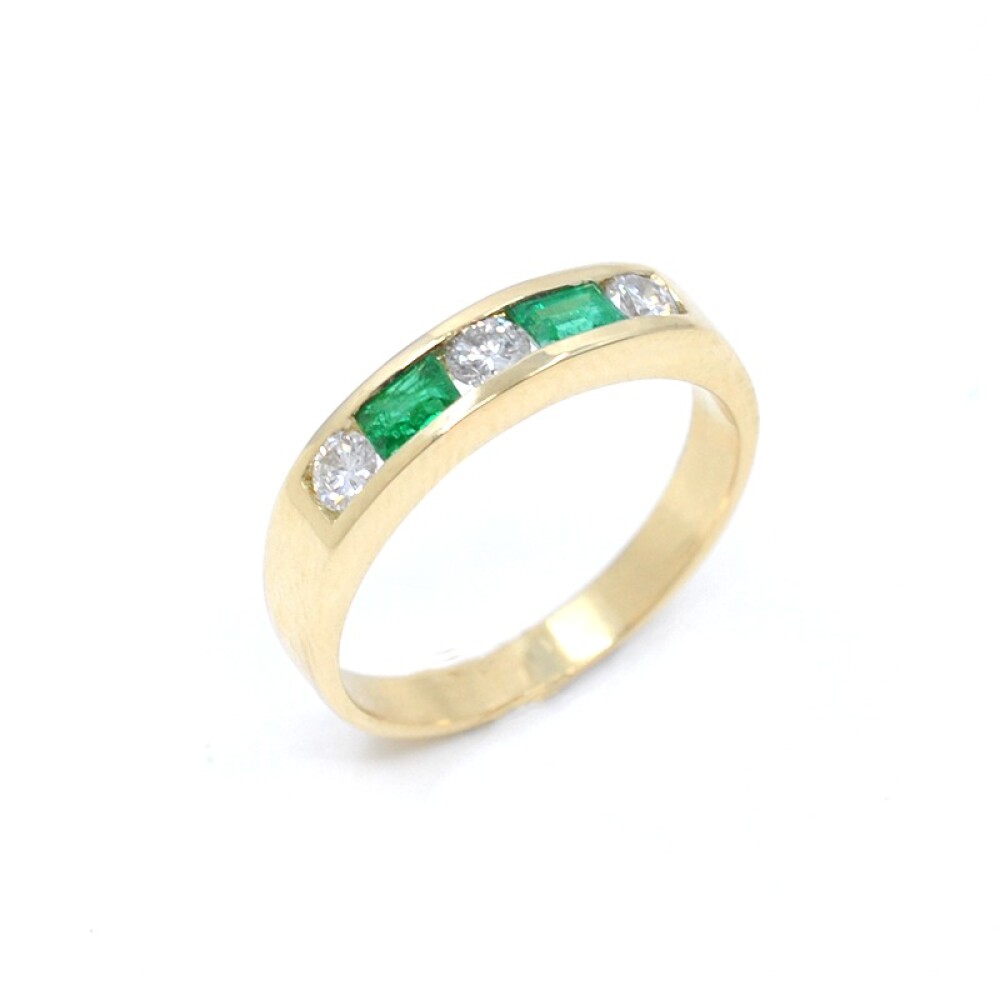 Anillo en oro 18k brillantes y esmeraldas Anillo en oro 18k brillantes y esmeraldas