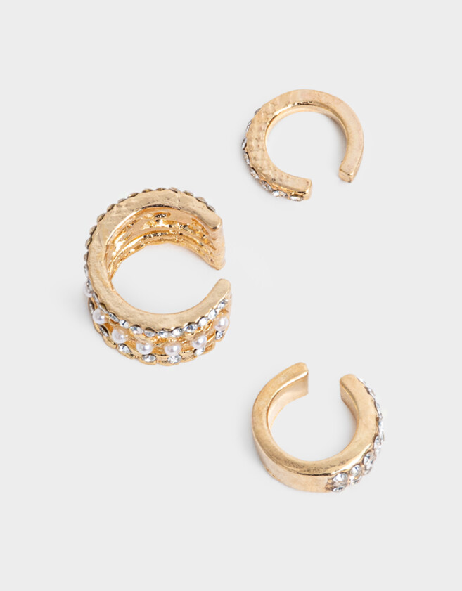 Bijou Cuff Con strass Set De Earcuff Con Strass - Dorado