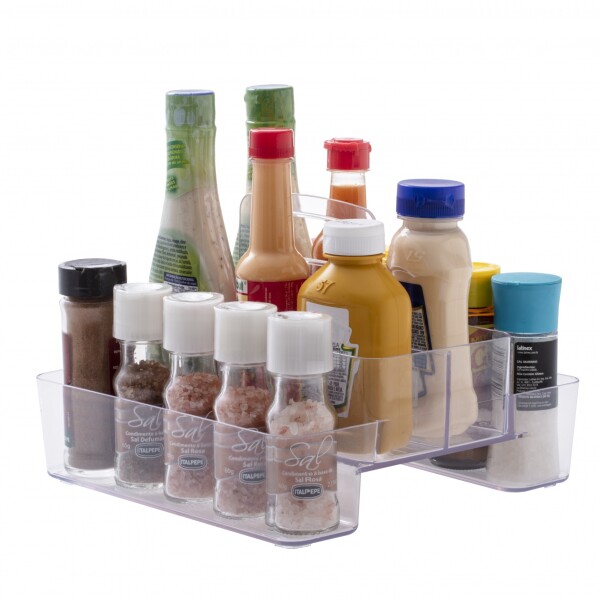 CAJA ORGANIZADORA PARAMOUNT CRISTAL DOBLE CON ASA CENTRAL TRANSPARENTE