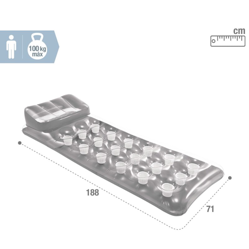 INTEX COLCHONETA INFLABLE ALMOHADA PARA ADULTOS GRIS Intex Colchoneta Inflable Almohada Para Adultos Gris