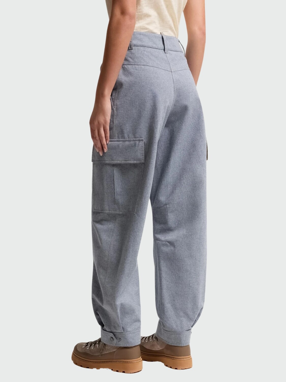 MONCLER - Pantalones de Cambray Azul Medio
