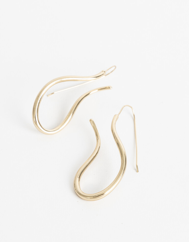 Aros Colgantes Largos Metal Aros Colgantes De Metal - Dorado