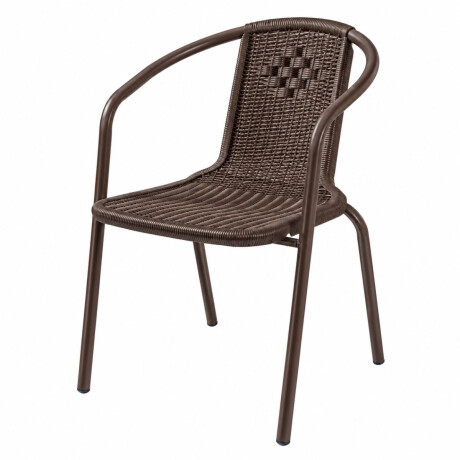 Promo Set de 4 Sillas de plastico con posabrazos imitacion rattan marron + Mesa plegable de metal y vidrio de regalo Promo Set de 4 Sillas de plastico con posabrazos imitacion rattan marron + Mesa plegable de metal y vidrio de regalo
