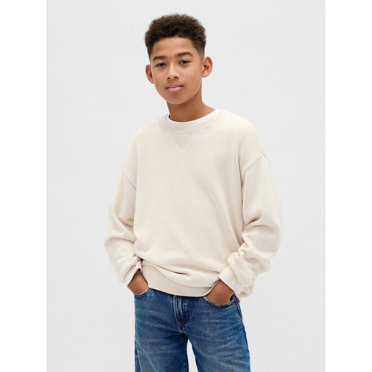 LS COTTON CREW - CHINO 