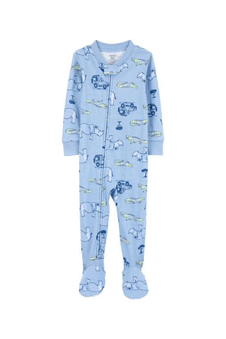 Pijama una pieza de algodón, con pie, diseño safari Sin color