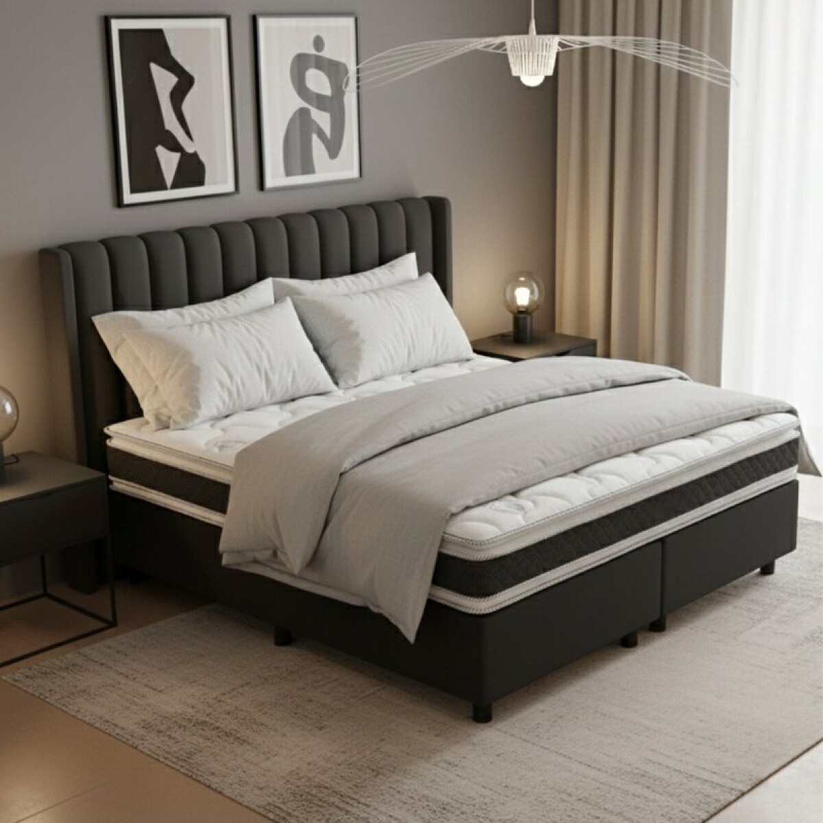 Sommier Base + Colchón QUEEN Dubai EPS con Pillow Top en ambas caras 158x198x24 130K 