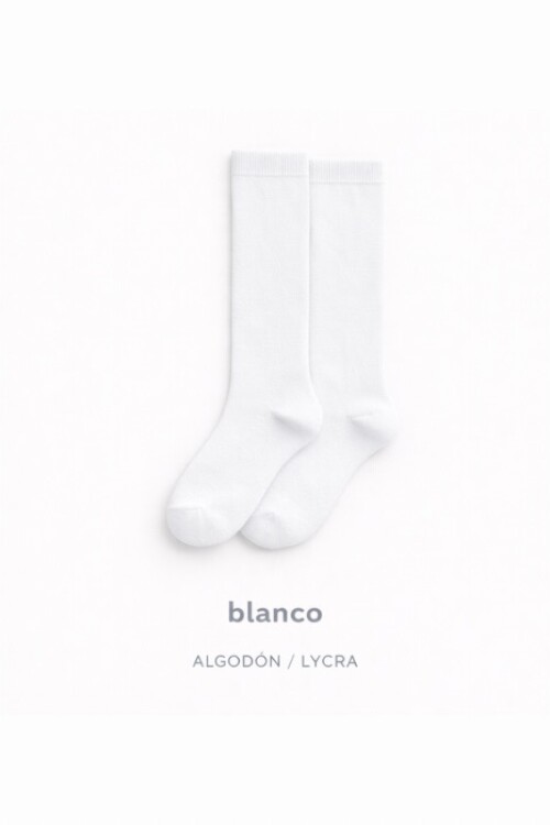 Calcetín alto liso blanco Blanco