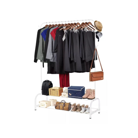 Perchero Para Ropa Con Doble Estante Percha Metal Organizador Placard Ropero Imback Color Blanco Perchero Para Ropa Con Doble Estante Percha Metal Organizador Placard Ropero Imback Color Blanco