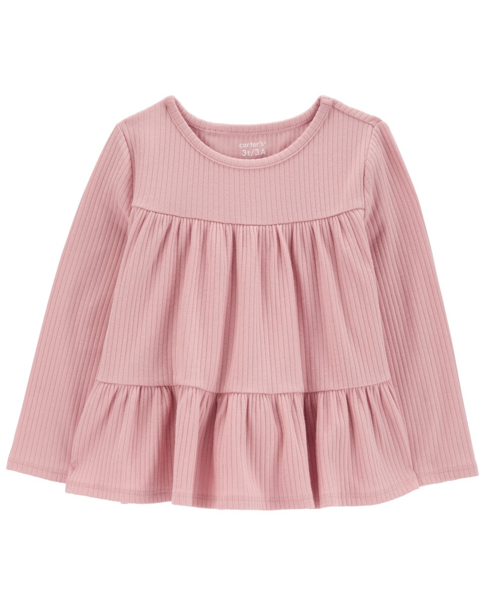 Blusa de algodón, escalonada, rosada 