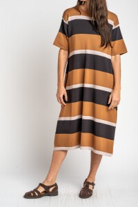Vestido Tejido A Rayas Negro