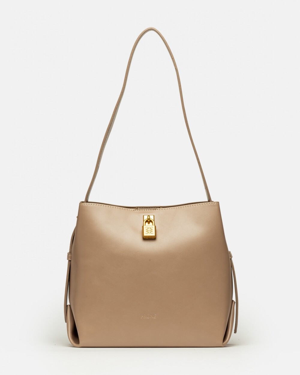 Cartera al hombro The Lock en efecto cuero liso Taupe